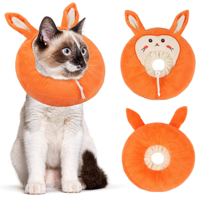 Adjustable Cat Collar Soft to Stop Licking After Surgery for Kitten, Alternative to Cone of Shame, Donut Cone for Cats, Pet Elizabethan Collar (Rabbit, Small)