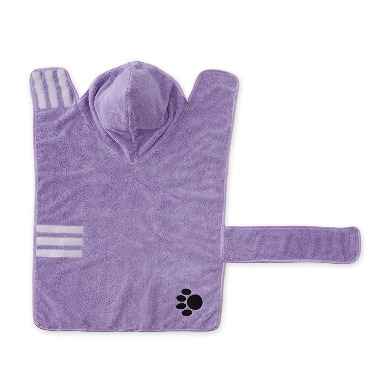 Bone Dry Pet Robe Collection, Embroidered Absorbent Microfiber Bath Robe with Adjustable Closure, for Dogs & Cats, Large, Lavender - PawsPlanet Australia