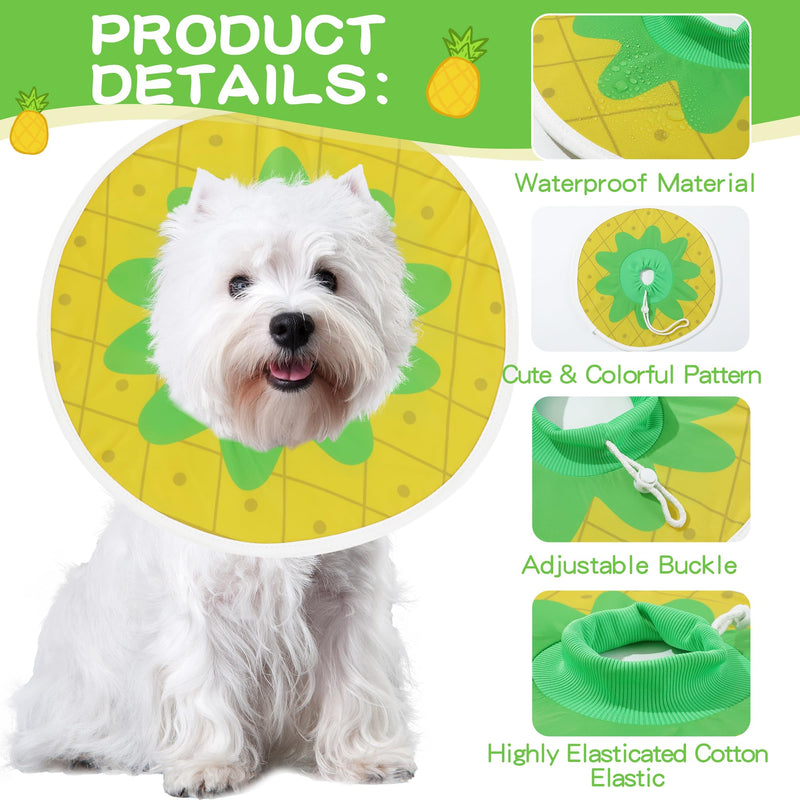 MABOZOO Waterproof Dog Cone, Adjustable Dog Cat Pet Cone Collar Recovery Collar for Dogs and Cats After Surgery, Lightweight Protective Collar E-Collar to Stop Licking (Pineapple, M) Pineapple Medium - PawsPlanet Australia