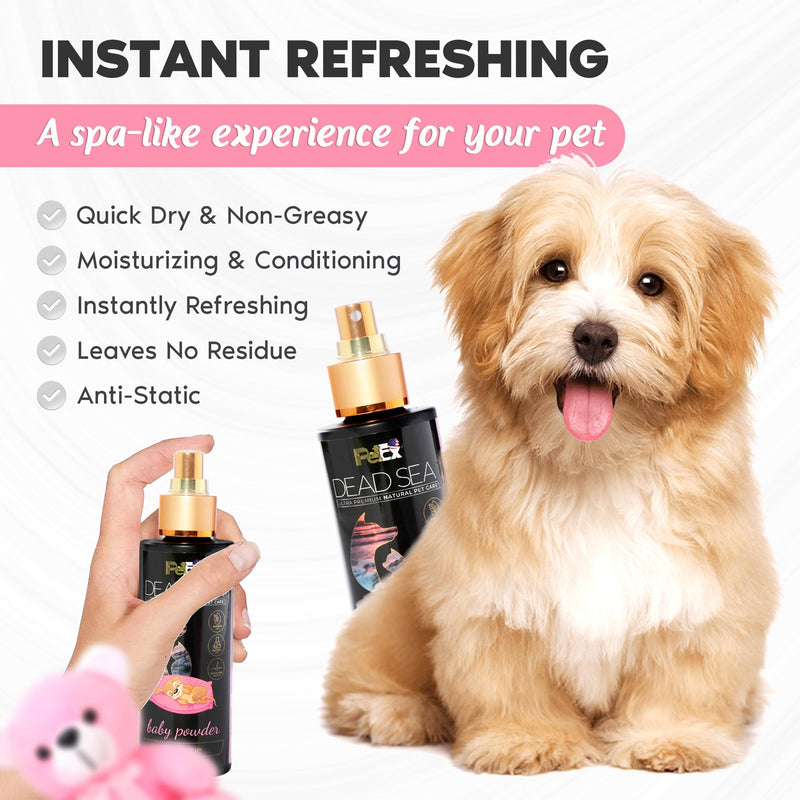 Petex Premium Pet Perfume | Ultra Premium Pet Care with Dead Sea Minerals | Dog Perfume Long Lasting Spray | Natural Pet Cologne - Suitable for Dogs and Cats (Baby Powder) Baby Powder