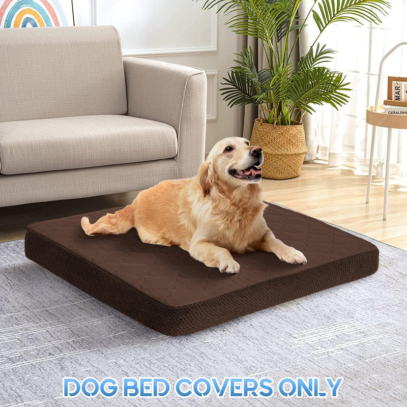 CHHKON Dog Bed Covers Replacement Washable Waterproof Pet Puppy Bed Cover for Dog(Brown,48x30x6 inch) 48x30x6 inch Brown - PawsPlanet Australia