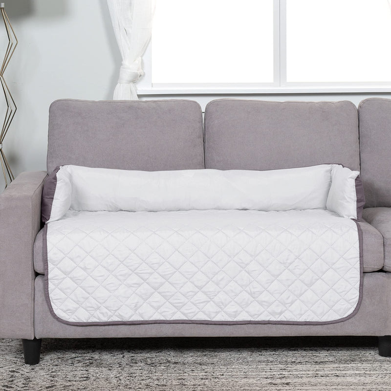 Furhaven Water-Resistant & Reversible 42" Wide Seat Cover Protector for Dogs & Cats, Perfect for Couches, Beds, & Car Seats - Sofa Buddy Bolster Seating Protector - Gray/Mist, Large 42"L x 26"W x 8"Th Marine Blue (Two Tone Plush Faux Fur & Suede) - PawsPlanet Australia