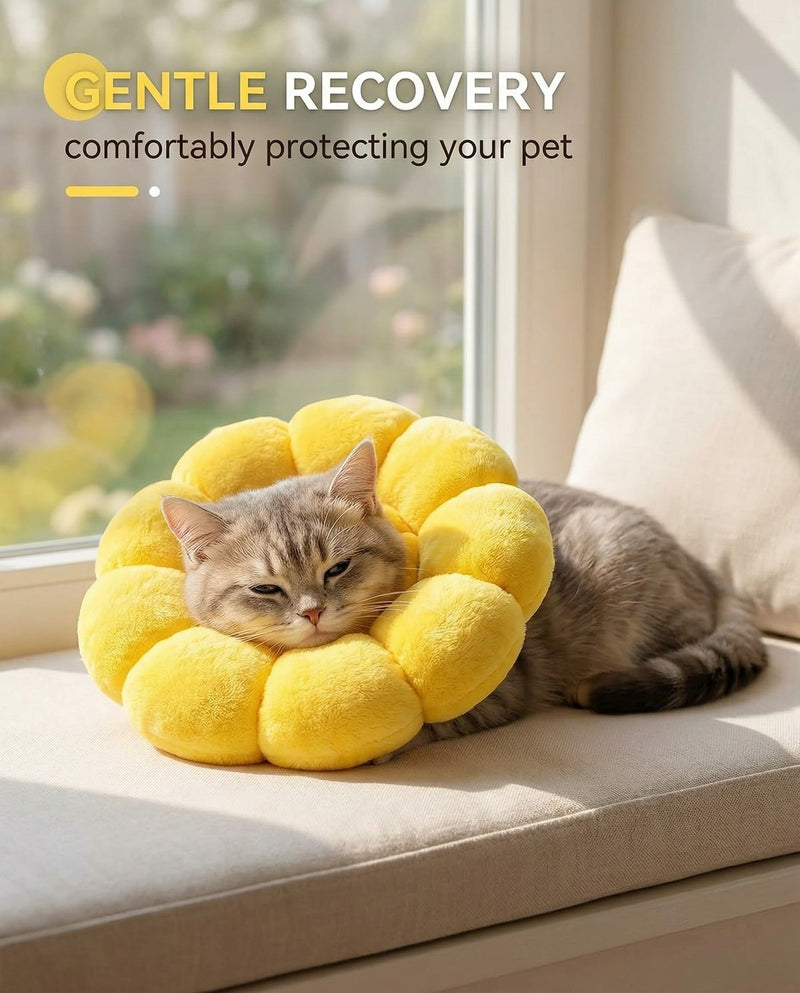 Cat neck collar size S, lick protection for cats, soft neck collar for cats and small dogs after surgery, Elizabethan collar, sunflower neck collar