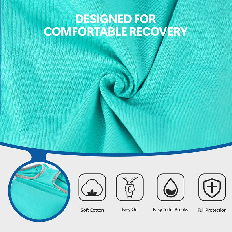 Dog Surgery Suit, Full Abdominal Coverage Dog Suit after Spay Surgery, Anti-Licking Body Suit with Back Zipper, Alternative to Cone, Recovery Onesie for Female & Male Dogs, Aqua Blue S