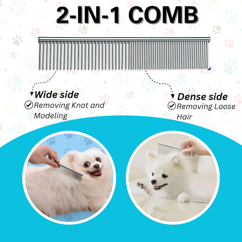 Candure Dematting Comb for Dog and Cat, Pet Grooming Rake and Brushes for Small, Medium & Large Dogs 17+9 Double Sided Deshedding Tool Removes Knots and Tangled Hair (Blue) Blue - PawsPlanet Australia