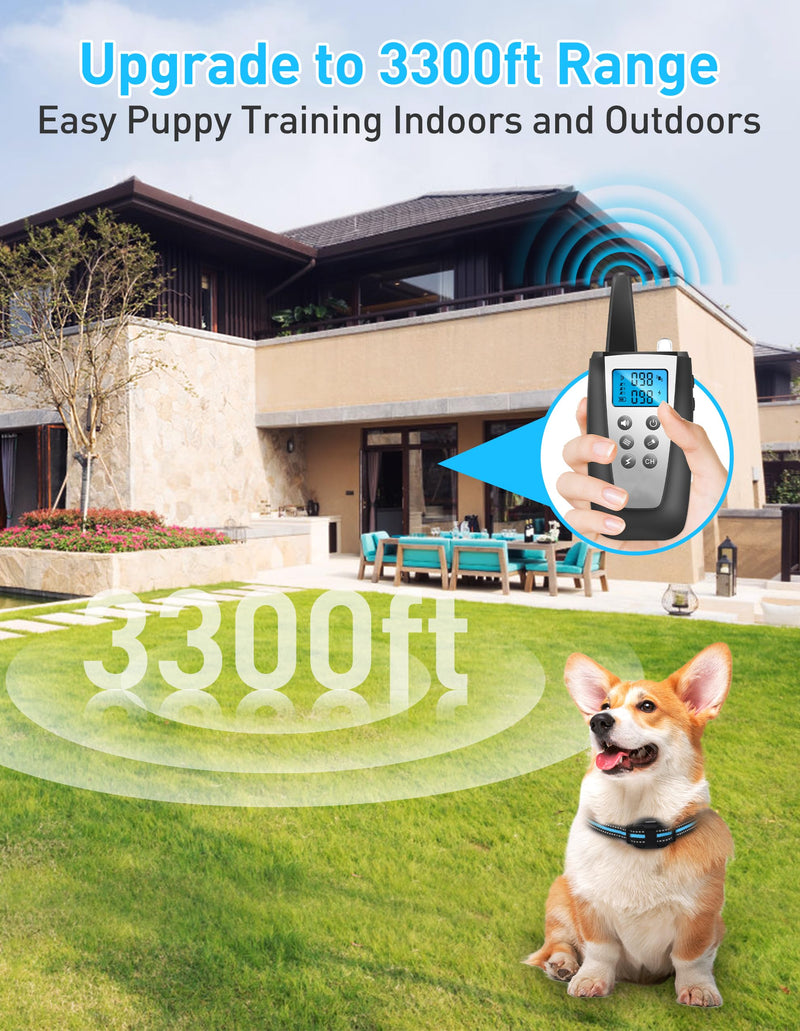 Small Dog Shock Collar, Tailored for Small Dogs 5-15lbs & Medium, Lightest Training Collar with Beep Vibration, Light for Night Walks, 3300Ft Rechargeable E Collar with Remote IPX7 Waterproof Black - PawsPlanet Australia