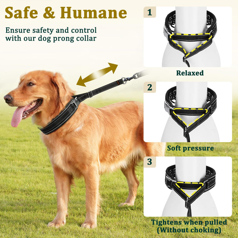Mayerzon Prong Collar for Large Medium Dogs, Patented Reflective Pinch Collar with Metal Buckle, No Pull Adjustable Hidden Covered Dog Walking Training for Pitbull German Shepherd Doberman Large: 15''-22'' - PawsPlanet Australia