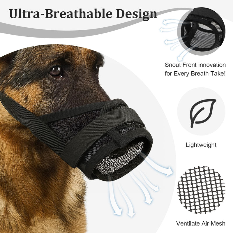 Dog Muzzle Air Mesh Muzzles Soft Cotton Mesh Dog Muzzle Anti-Biting Adjustable Breathable Mouth Guard for Small Medium Large Dogs Biting Chewing Grooming Allow Panting Drinking - PawsPlanet Australia
