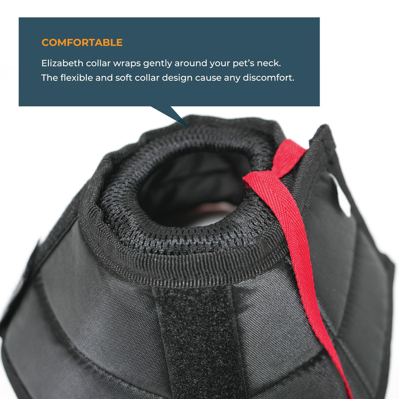 Dog Cone Collar Adjustable After Surgery, Protective Soft Dog and Cat Cone, Elizabethan Collar for Dogs and Cats, Comfortable Dog Cone, Adjustable Cat Cone (Black, S Long [Neck Girth: 11.4"-14.2"]) Black S Long [Neck Girth: 11.4"-14.2"] - PawsPlanet Australia