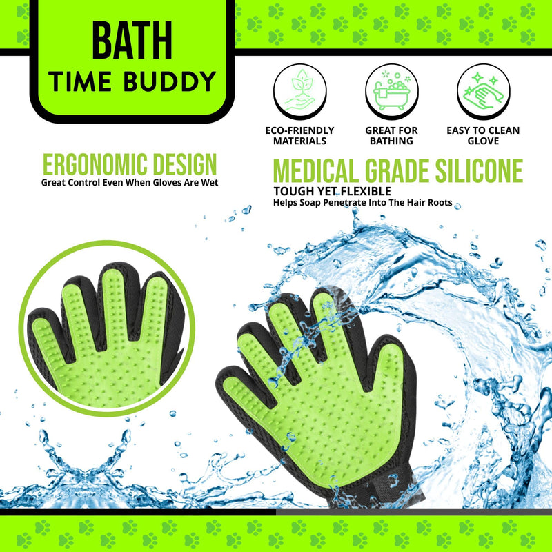 Pet Grooming Gloves – 1 Pair – Deshedding & Bath Massage Mitts for Dogs & Cats – Choose from 5 Colors – Adjustable, Reusable & Easy to Clean (Lime Green) Lime Green - PawsPlanet Australia
