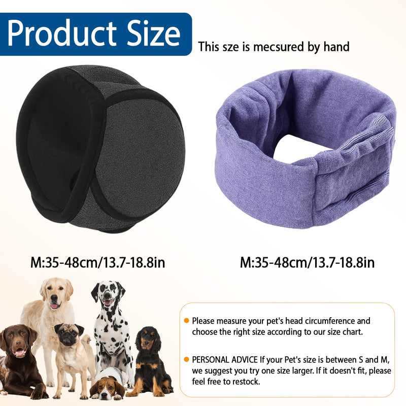 2 Packs Dog Ear Defenders, Dog Ear Protectors, Adjustable M Size Calming Head Wrap with Ear Muffs for Noise Protection, Bathing & Grooming