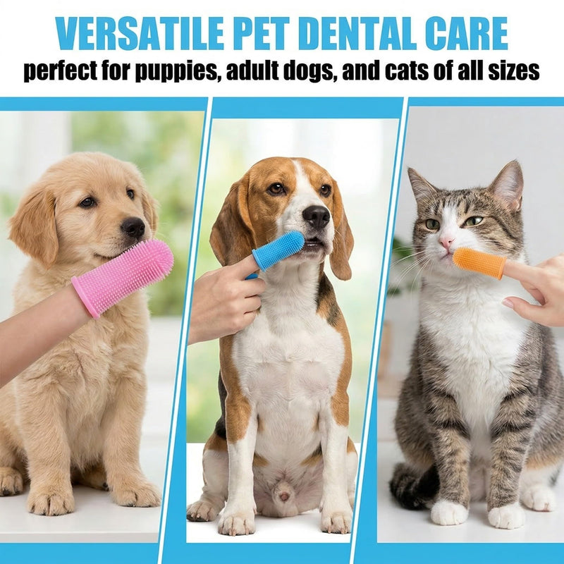 Pack of 10 Dog Toothbrush, Silicone Finger Toothbrush Set for Dogs, Dental Care Finger Cots, Multicolored Available for Puppies and Adult Dogs