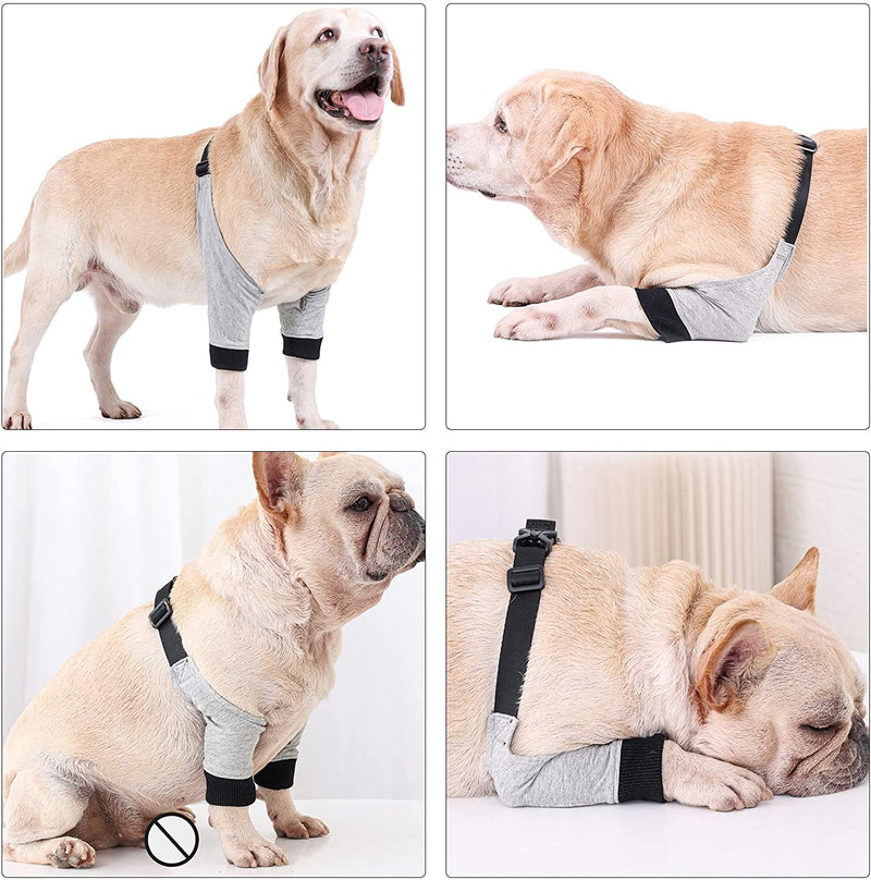 Dog Front Leg Hock Joint Wrap Protects Wounds Compression Brace Sleeve with Straps for Heals and Prevents Injuries and Sprains Helps Arthritis For Small Medium Large Dogs (S) S