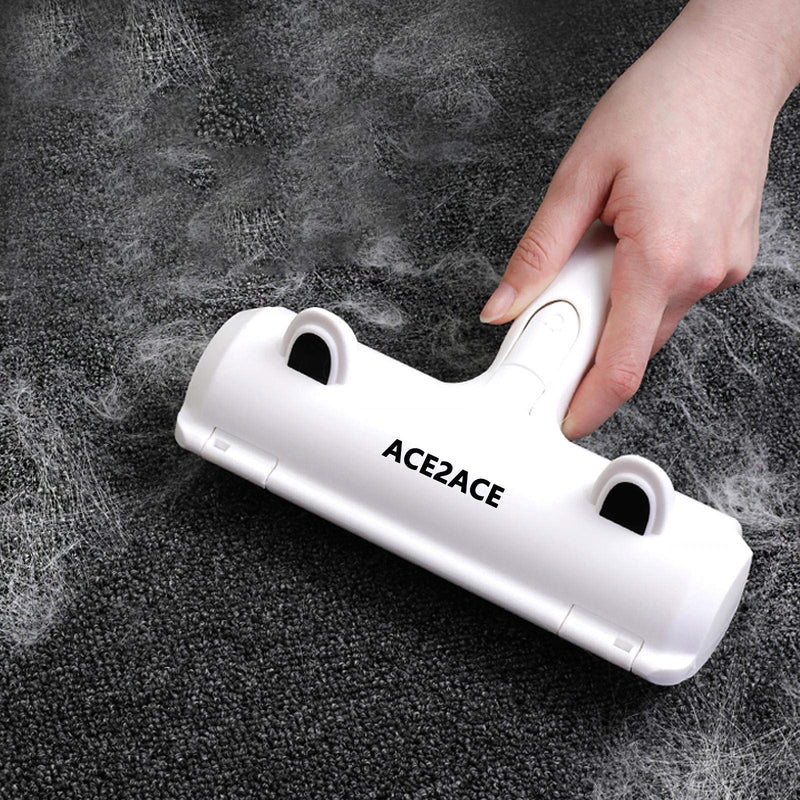 ACE2ACE Pet Hair Removal Tool, Reusable Lint Roller for Pet Hair, Self Clean Cat Hair Remover with Dust Bin, Dog Hair Remover for Couch, Furniture, Carpet, Sofa and Bedding White