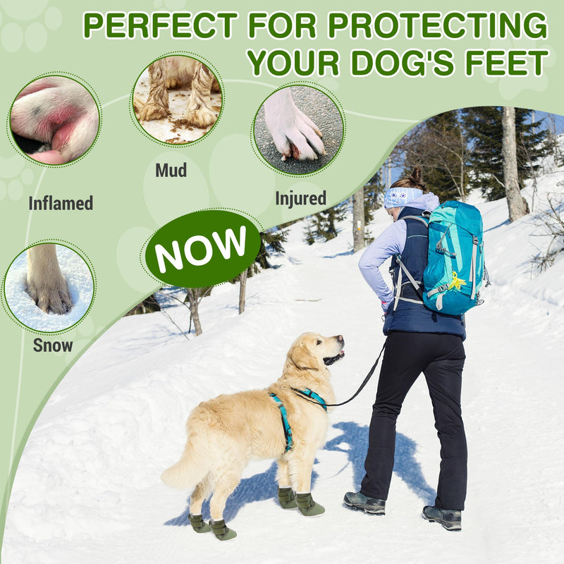 DcOaGt Dog Shoes for Large Dogs, Mesh Breathable Dog Boots & Paw Protectors for Hot Pavement Summer Winter Snow, 360° Anti-Slip Dog Booties for Hiking/Walking,Military Green 4PCS(Size 8) Military Green-Mesh Size 8:for paw width 3.0-3.2 inches (Pack of 4) - PawsPlanet Australia