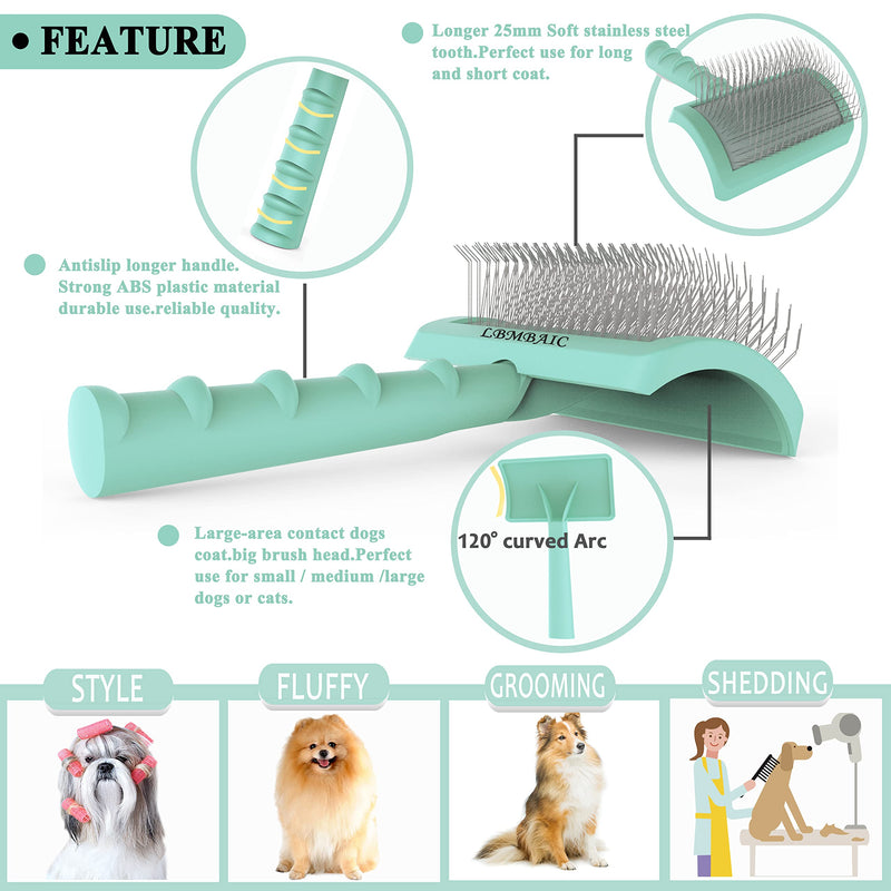 Slicker Brush For Dogs Fluffy with Extral Long Pin and 7.5inches Wide Tooth Metal Grooming Comb - PawsPlanet Australia