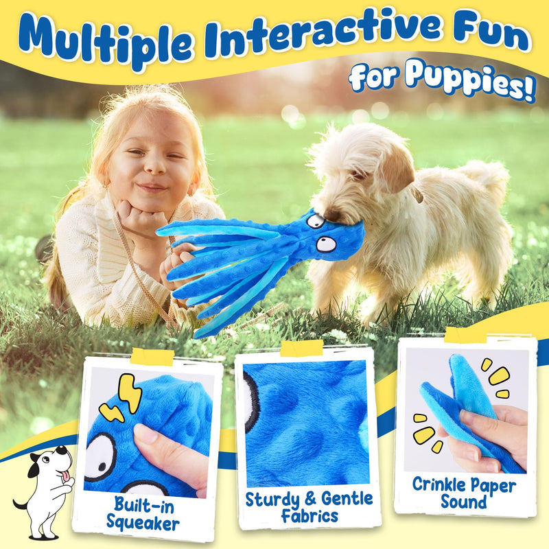 KIPRITII 9-Pack Interactive Puppy Dog Toys for Small Dogs No-Stuffing Squeaky Octopus-Shaped Toy, Cute Plush & Engaging Chew Toys for Puppy Teething to Keep Them Busy - PawsPlanet Australia