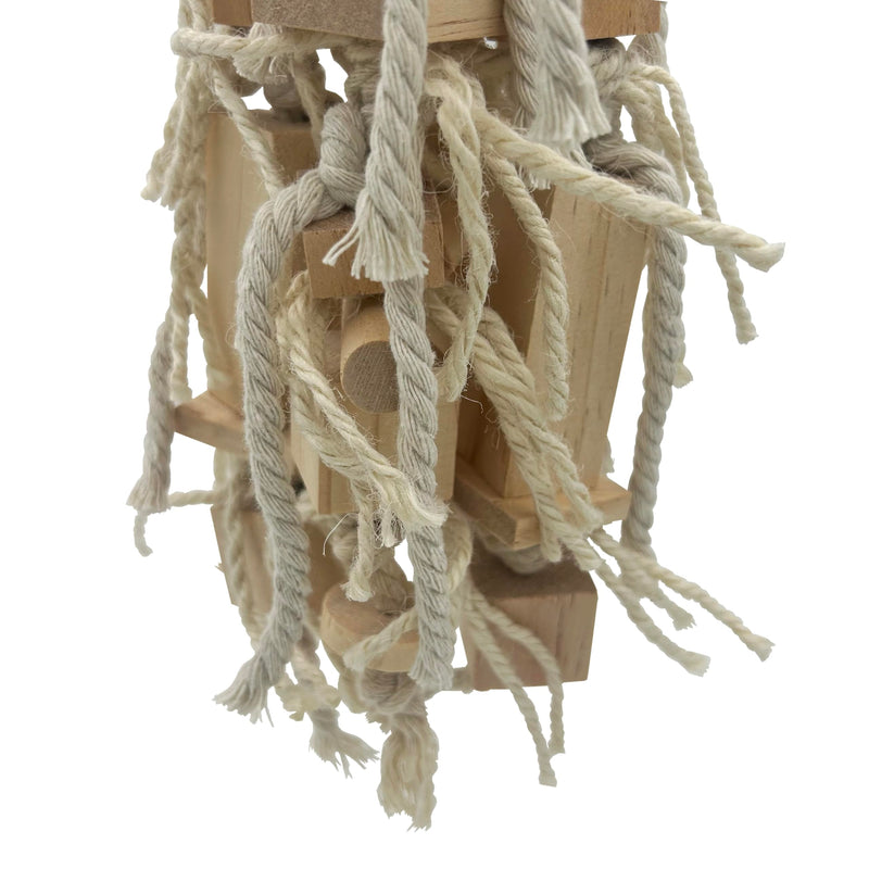 Bird Block Knots Tearing Toy- 17 inch Dye-Free Natural Wooden Parrot Chewing Toy for Medium and Large Parrots, Conures, Cockatiels, African Greys, Cockatoos, Quakers and AmazonParrots - PawsPlanet Australia