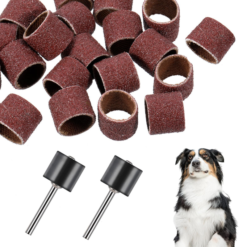 42 Pcs Pet Nail Grinder Replacement Kit with Grit Sanding Bands Pet Dog Nail Smoother Sanding Drum Set Pet Claw Grooming Supplies for Dog Claw Care (80#/120#) - PawsPlanet Australia
