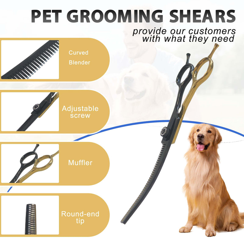 7" Curved Thinner Dog Scissor, Curved Blender Scissors, 40 Teeth, 30% Thinning Rate, Professional Pet Shear for Groomer, Ergonomic Dog Grooming Scissor, Dogs Shear for Grooming - PawsPlanet Australia