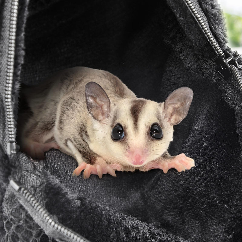 2 Pcs Sugar Glider Bonding Pouch Small Animal Outgoing Sleeping Bag Breathable Small Animal Carry Pouch with Shoulder Strap for Marmosets Squirrels Hamsters and Other Small Pets (Black) Black - PawsPlanet Australia