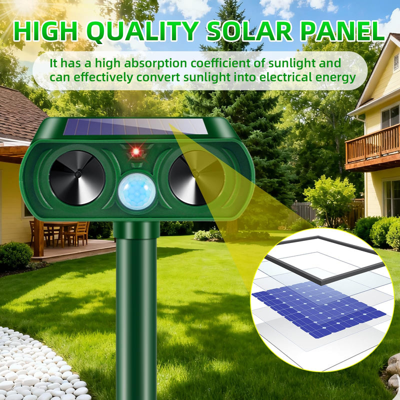 2 Pack Solar Ultrasonic Animal Repeller Outdoor, Cat Deer Repellent Devices with Motion Sensor, IP65 Waterproof Animal Deterrent Devices for Squirrels,Rabbits,Dogs,Raccoons,Skunks for Garden Yard Farm 2 - PawsPlanet Australia
