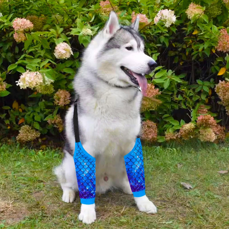 Dog Elbow Wraps Knee Protector Pads Elbow Callus Treatment Sleeve for Wounds Front Legs Prevent Licking for Medium Large Dogs 3XL, Mermaid