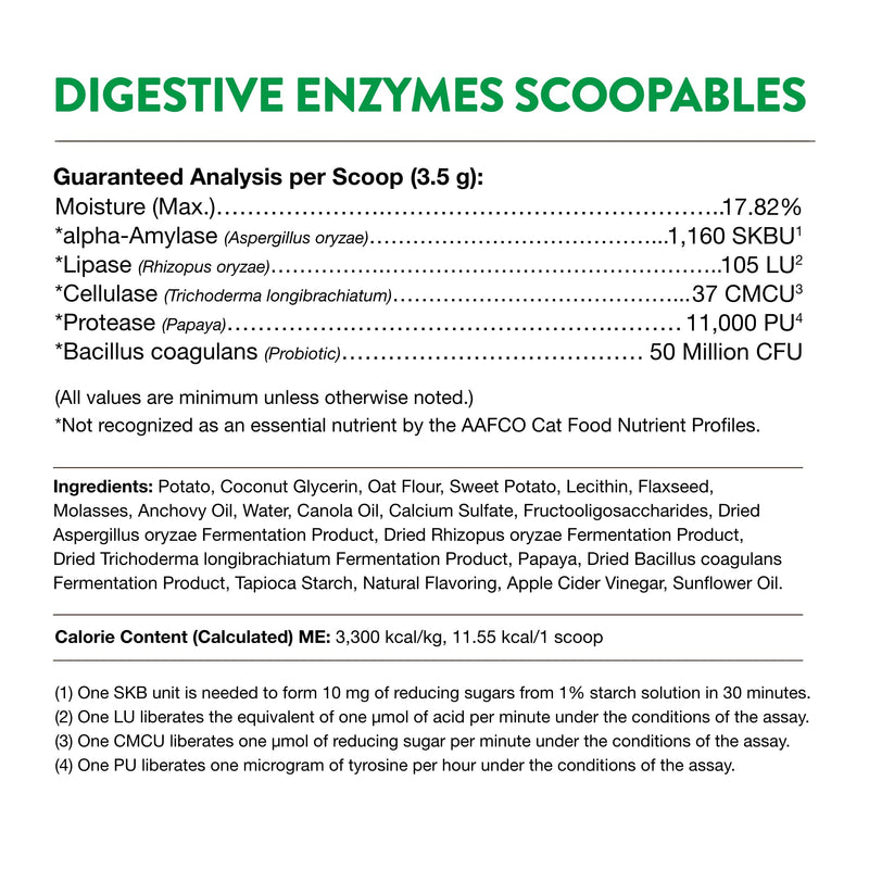 NaturVet Scoopables Cat Digestive Support - Digestive Enzymes for Cats with Probiotic - Supports Diet Change, Sensitive Stomachs & Healthy Digestive Tract - Salmon Flavored | 5.5oz Bag