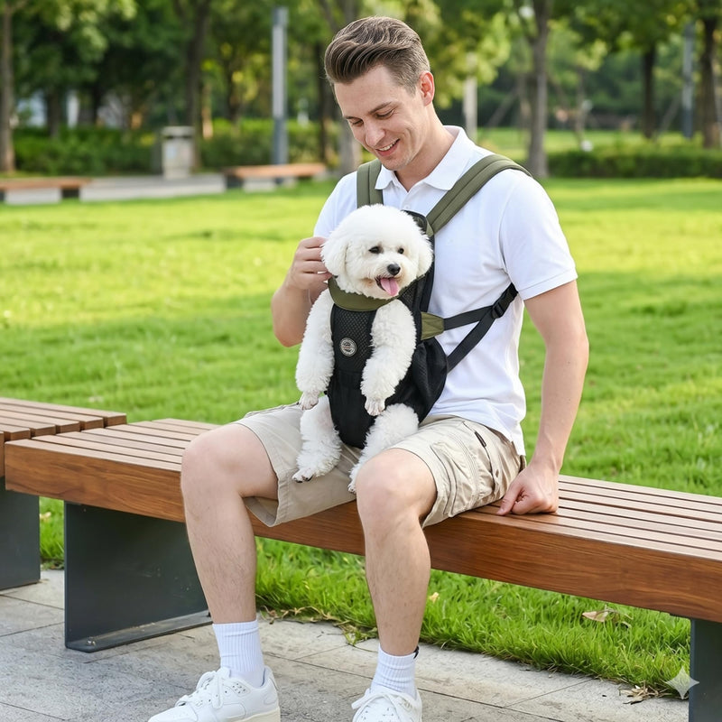 ALLSOPETS Dog Carrier Backpack for Small Medium Dogs – Lightweight, Breathable and Comfortable Front Pet Carrier with Safety Hook, Hands-Free for Travel Hiking Outdoor (Olive Green, M) Olive Green - PawsPlanet Australia