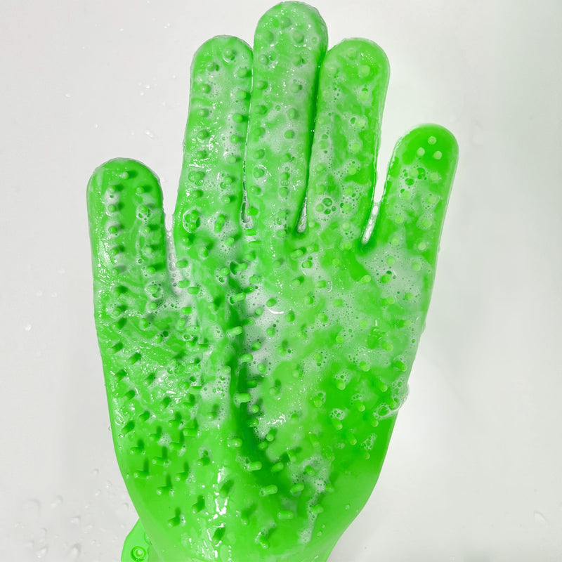 Pet Grooming Bathing Gloves Dog Bath Glove Brush Cat Loose Hair Removal Mitten with Double-Sided Silicone Tips Gentle Massaging and Deshedding Tool for Long and Short Haired Pets - 2 Pack - PawsPlanet Australia