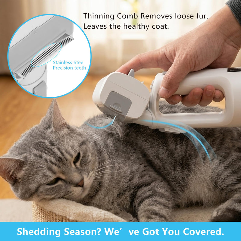 Deshedding Brush with Vacuum Suction, 5-in-1 Pet Hair Removal Tool for Dogs Cats, Cordless Undercoat Rake Removes Loose Hair, 9Kpa Pet Vacuum Cleaner for Furniture Carpet, Washable new box - PawsPlanet Australia