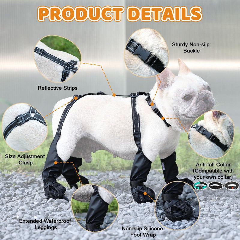 BECEMURU Dog Rain Boots for Small Dogs, Dog Shoes for Hot Pavement, Waterproof Anti-Slip Paw Protector with Adjustable Strap, Keep Paws Clean & Dry During Summer Rain, Perfect for Outdoor Walking(S) S-Paw Width：＜2.4"