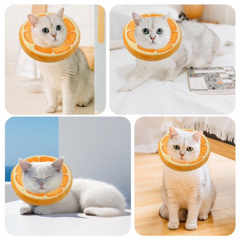 Soft Cat Cone Collar, Cute Cat Recovery Collar Suitable for Small, Medium, Large Cats,Elizabethan Neck Collar for Cats After Surgery (Orange, Small) Orange