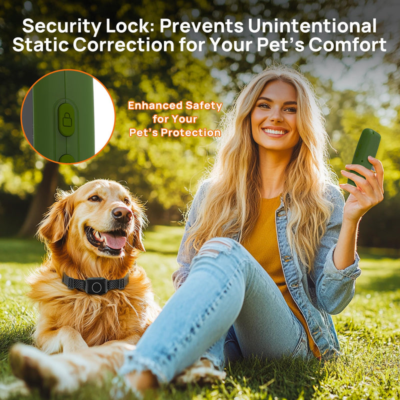 KITPLUS Wireless Dog Fence System, Electric Fence for Dogs, 4-in-1 Dog Training Collar with Remote, Bark Reminder, Status Monitor, IPX7 Waterproof Receiver for Medium Large Dogs Outdoor Use Green