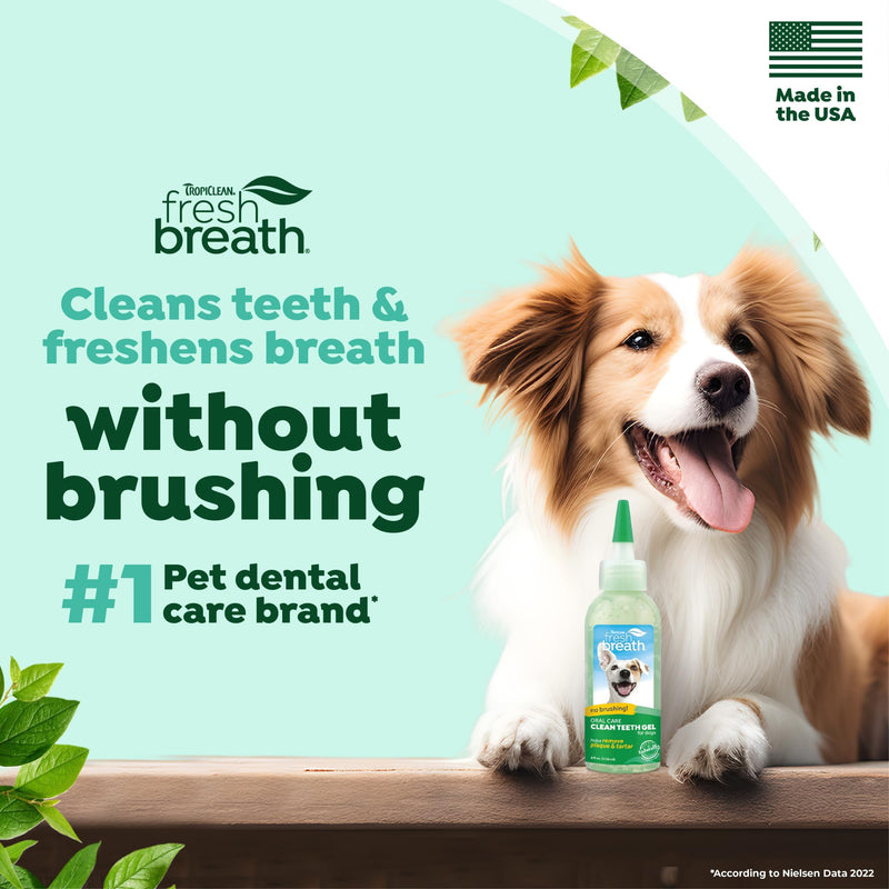 TropiClean Fresh Breath No Brushing Clean Teeth Dental & Oral Care Gel for Dogs, 4oz - 3 Pack Original ﻿4 Fl Oz (Pack of 3) - PawsPlanet Australia