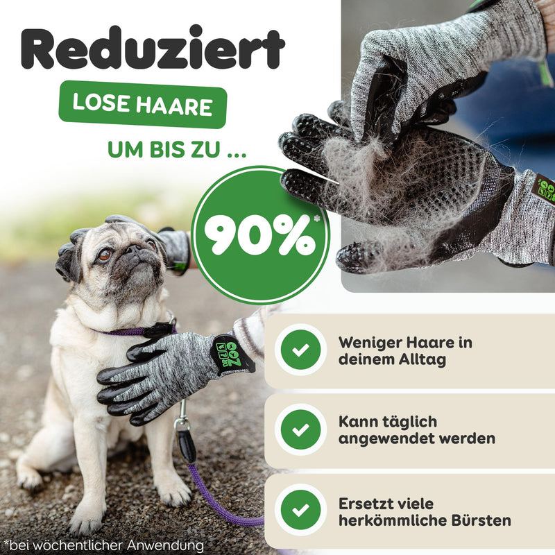 Dr. Zoo Professional grooming gloves; for any pet with short, medium and long hair; can be used as a dog/cat/horse brush or curry comb; grooming glove for removing cat/dog hair