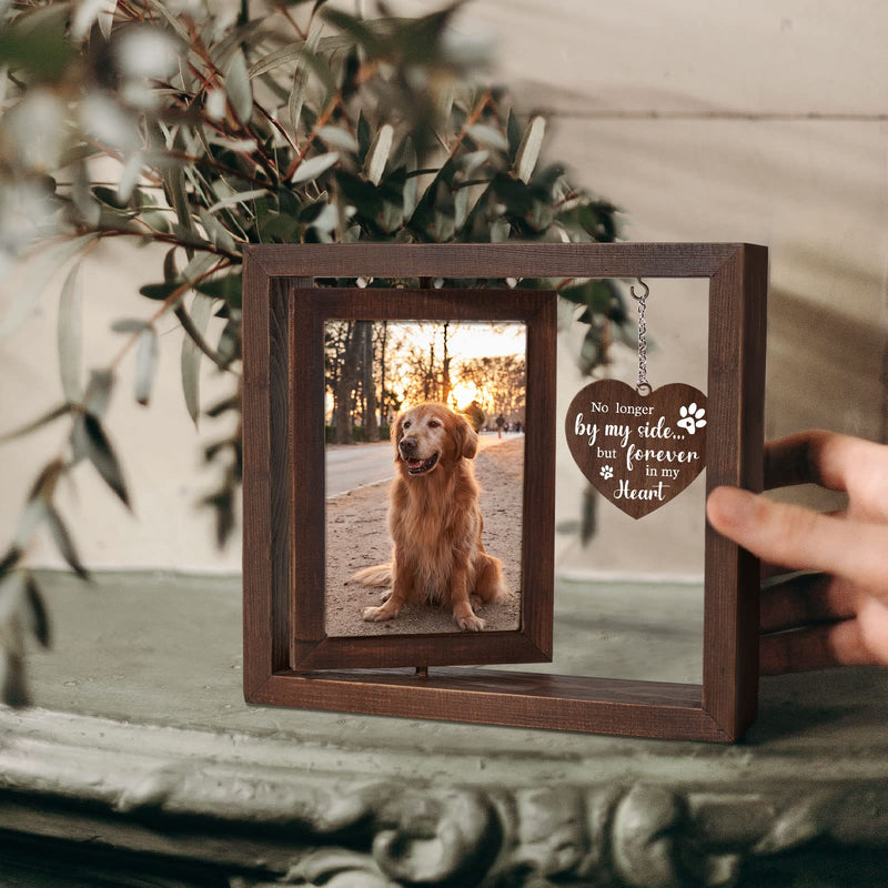 Pet Memorial Gifts for Dogs Cats - Rotating Wooden Picture Frame for 4x6 Photo - Dog Memorial Gifts for Loss of Dog - Loss of Dog Sympathy Gift - Dog Bereavement Remembrance Picture Frame - PawsPlanet Australia