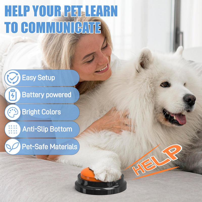 Dog Buttons Talk,Updated 8 Pack Dog Communication Buttons,Recordable Talking Training Buttons for Dogs,30 Seconds Voice Dog Speaking Buttons with Dog Bath Brush Set A-8 Pack - PawsPlanet Australia