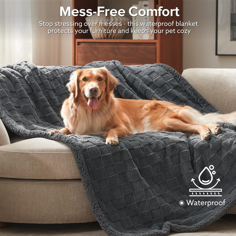 GASUR Waterproof Dog Blankets for Large Medium Dogs, Dog Blanket for Couch Bed, Fleece Pet Blanket for Furniture Sofa Protector, Soft Pet Throw Blankets for Crate Car Outdoor, Washable, 40"x50",Grey Grey L(40"x50") - PawsPlanet Australia