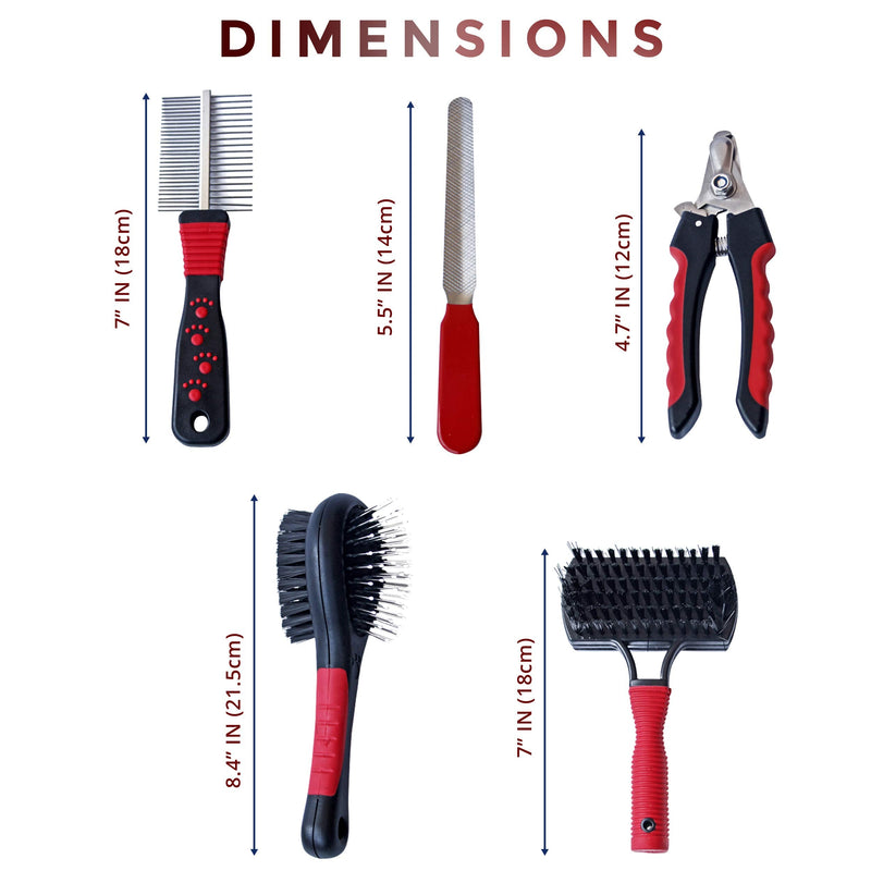 8 in 1 Professional Dogs Grooming Kit - Brush Set - Double Sided Cat and Dog Brush for Shedding - Pet Nail Clippers - Deshedding Brush - Pet Grooming Gloves - Dog Accessories - Pet Grooming Tools - PawsPlanet Australia