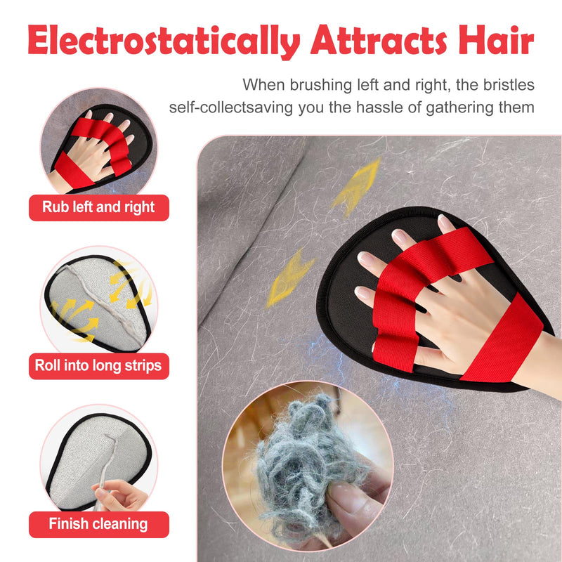 Pet Hair Removal Glove-The Ultimate Hair Removal Tool with 5-Finger Design Electrostatic Magic Brush,Wide Anti-Slip Strap,Fatigue-Resistant and Reusable for Pet Hair on Clothing,Sofas and Carpets - PawsPlanet Australia