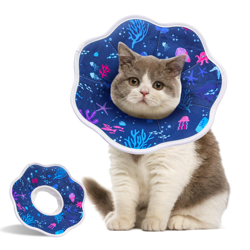 IOKHEIRA Adjustable Soft Cat Cone Collar, Comfortable Elizabethan Recovery Collar for Cats, Kittens, and Puppies, Lightweight Protective Neck Cone, Prevents Licking Wounds, Does Not Block Vision (M) Medium