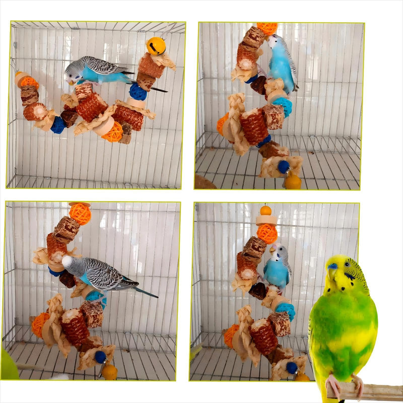 Natural Bird Rope Perches, Parakeet Swing Chew Toy, Birdcage Hanging Toy for Conure Cockatiel Budgies Lovebird Parrot - PawsPlanet Australia