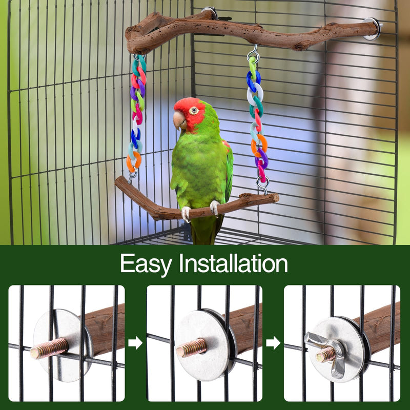 Bird Swing Toys, Standing Bird Perch with Natural Grape Wood, U Shape Hangable Birdcage Accessories, Birds Chewing Toy for Budgerigars, Parakeets, Cockatiels, Conures, Lovebirds, Finches (1Pack) 1Pack - PawsPlanet Australia