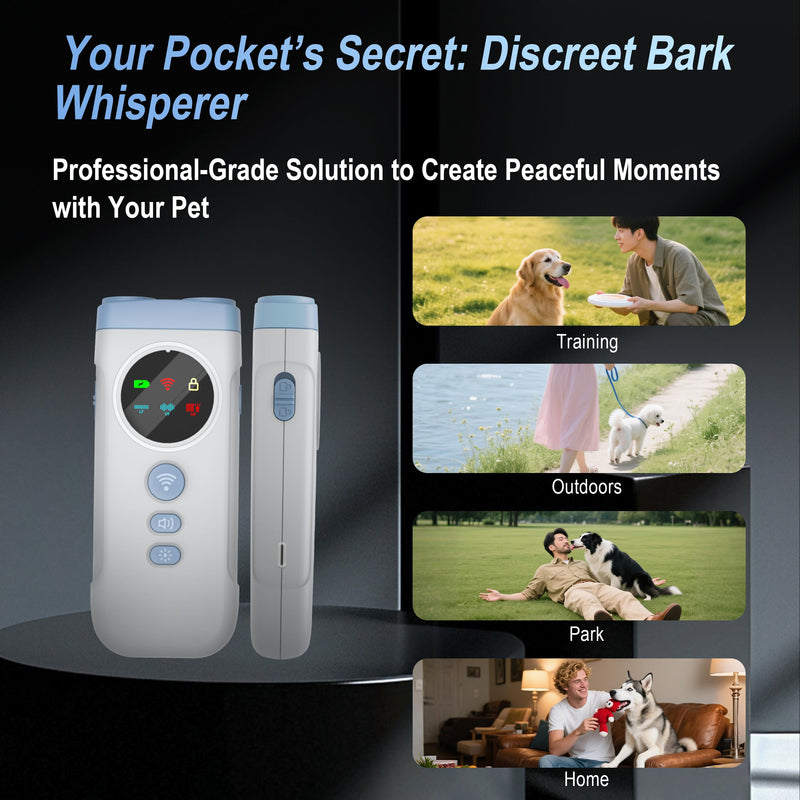Dog Bark Deterrent Devices, 2X Ultrasonic Anti Barking Device for Dogs, Color Display & 50ft Range, Pet Gentle Anti Barking Device, Portable Safe & Effective Alternative to Bark Collars (Blue) Blue - PawsPlanet Australia