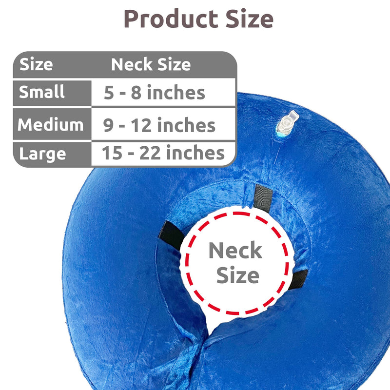 SIMENA Inflatable Pet Recovery Cone Collar for Cats and Dogs, Protective After-Surgery Adjustable Cone to Prevent from Biting and Scratching, Comfy Pet Collar (Blue, Small) Blue - PawsPlanet Australia