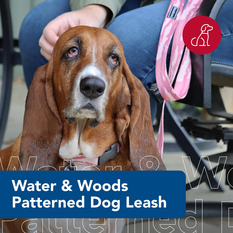 Water & Woods Patterned Dog Leash by Coastal Pet - Strong Dog Leash - Scissor Snap Closure - Fray-Resistant Nylon - Stylish Patterns - Bottomland Pink, 1" x 6' - PawsPlanet Australia