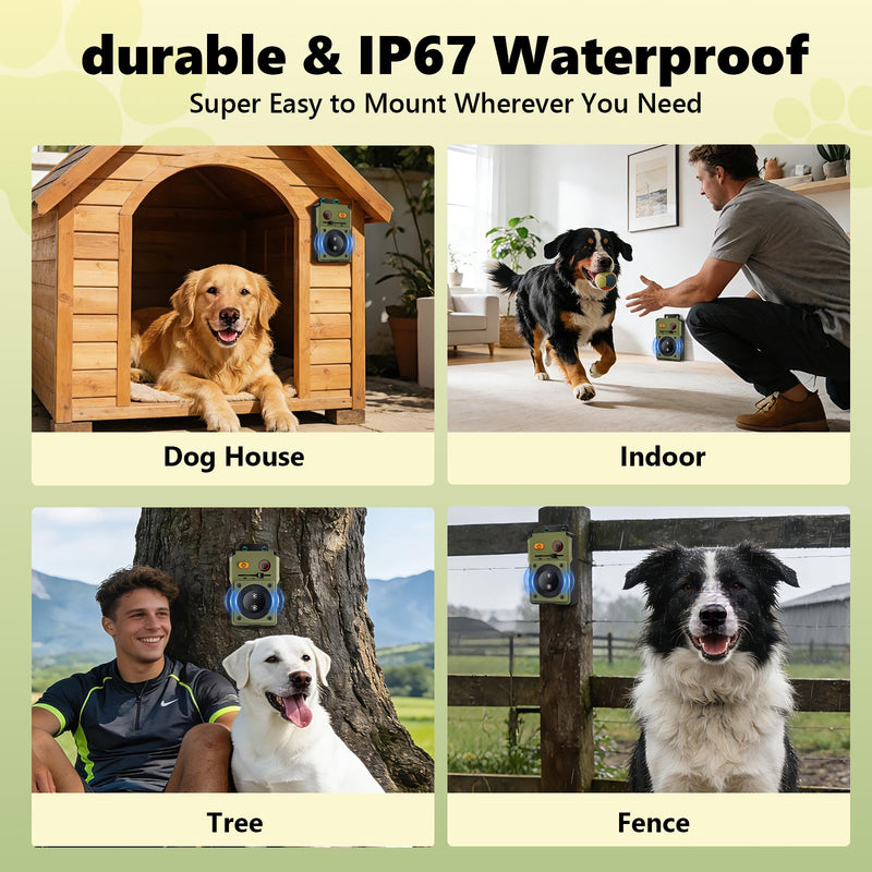 Anti Barking Device for Dogs, Rechargeable Ultrasonic Dog Control Devices, Auto Bark Deterrent Devices with 3 Modes,33FT Silencer Sonic Barking Deterrent Indoor/Outdoor Safe for Dog & People Green