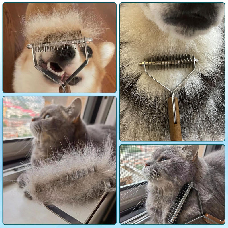 coat king undercoat rake dog grooming comb,dog brushes for Shedding Stripping Brush Pet Dematting Comb for Dogs and Cats(14-Blades-L) 14-Blades-L - PawsPlanet Australia