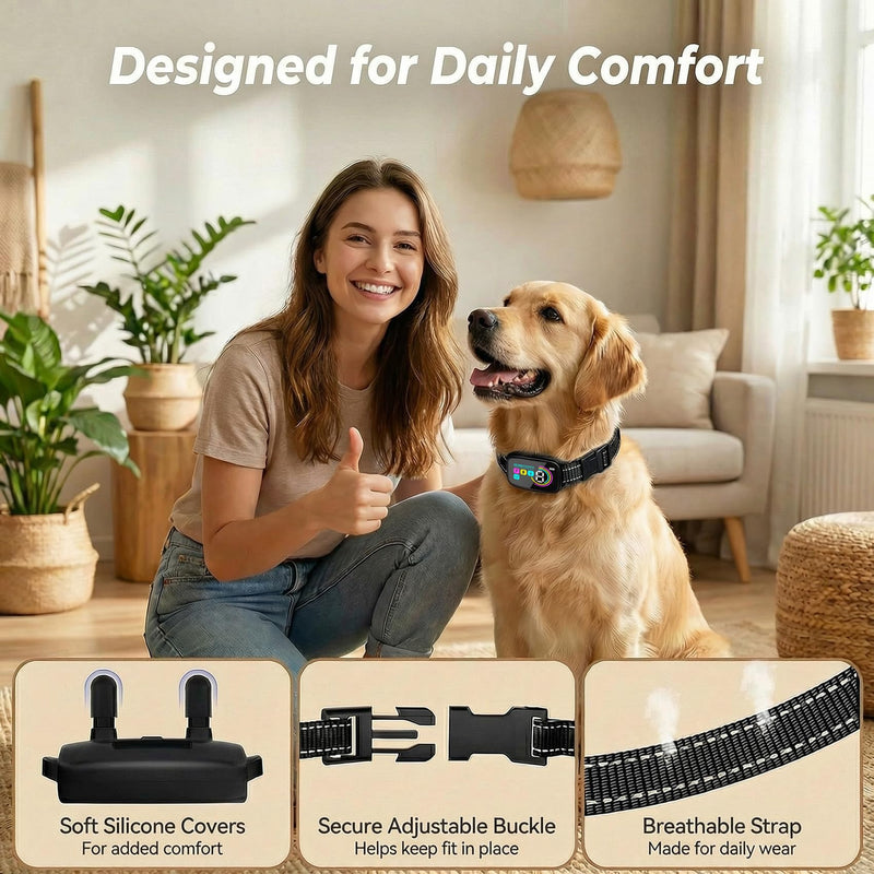 Automatic Bark Collar/No Remote Need, with Bark Detection to Reduce False Triggering, Suitable for Daily Household Use and Suitable for Dogs 10-120 lbs Rechargeable, IP67 Waterproof
